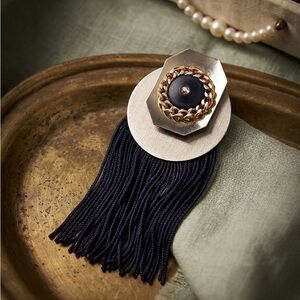 Handmade Mixed Metal Geometric Tassel Brooch – Avant Garde Statement Pin